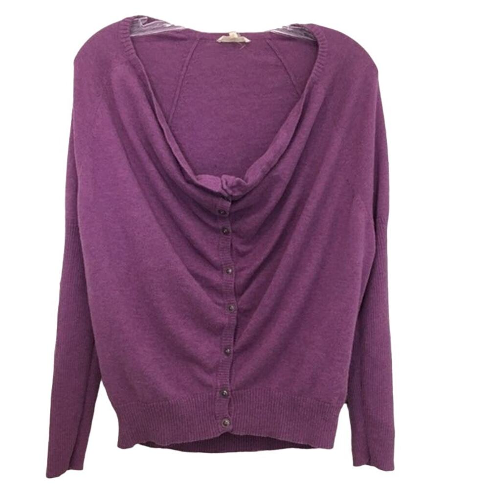 Eileen Fisher Sweater Small  100% Organic Cotton Cowl Neck Cardigan Lagenlook PS - Picture 2 of 9